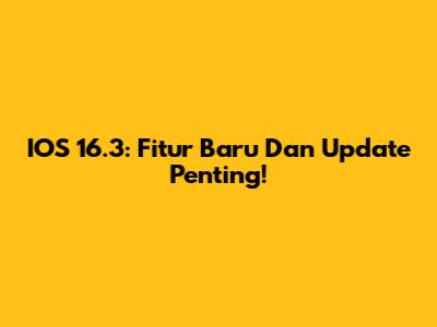 IOS 16.3: Fitur Baru Dan Update Penting!