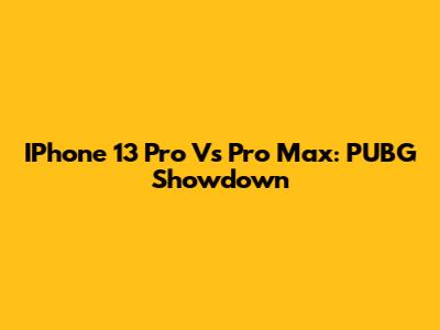 IPhone 13 Pro Vs Pro Max: PUBG Showdown