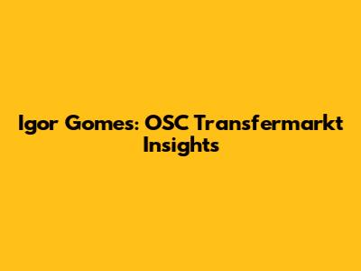 Igor Gomes: OSC Transfermarkt Insights