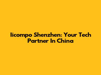 Iicompo Shenzhen: Your Tech Partner In China