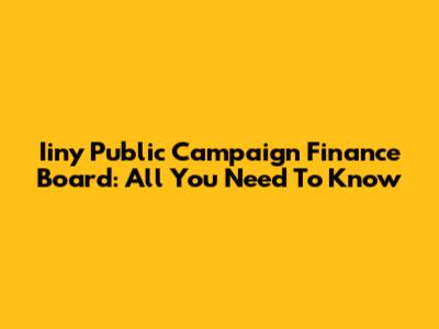 Iiny Public Campaign Finance Board: All You Need To Know