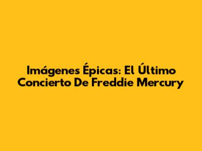 Imágenes Épicas: El Último Concierto De Freddie Mercury