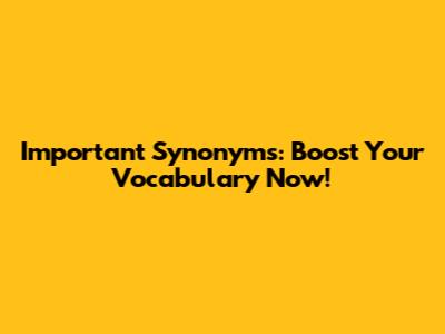 Important Synonyms: Boost Your Vocabulary Now!