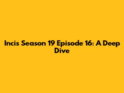 Incis Season 19 Episode 16: A Deep Dive