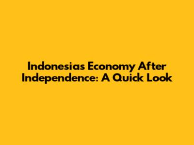 Indonesia's Economy After Independence: A Quick Look