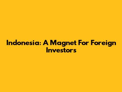 Indonesia: A Magnet For Foreign Investors