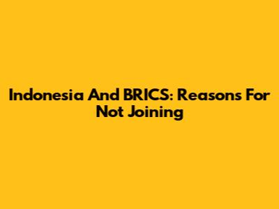 Indonesia And BRICS: Reasons For Not Joining
