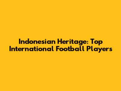 Indonesian Heritage: Top International Football Players