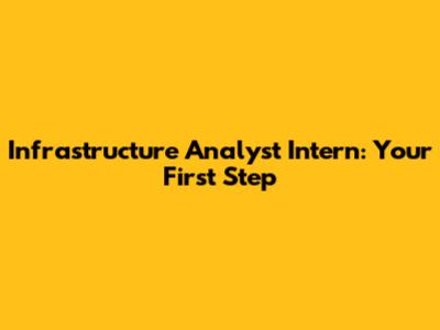 Infrastructure Analyst Intern: Your First Step