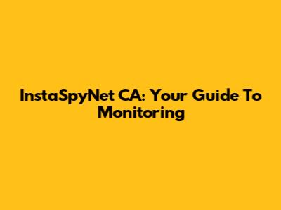 InstaSpyNet CA: Your Guide To Monitoring