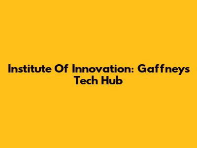Institute Of Innovation: Gaffney's Tech Hub