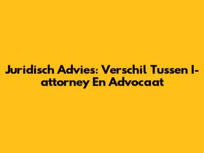Juridisch Advies: Verschil Tussen I-attorney En Advocaat
