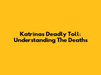 Katrina's Deadly Toll: Understanding The Deaths