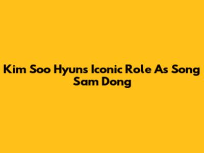 Kim Soo Hyun's Iconic Role As Song Sam Dong