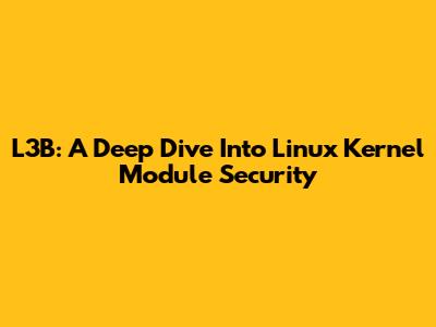 L3B: A Deep Dive Into Linux Kernel Module Security