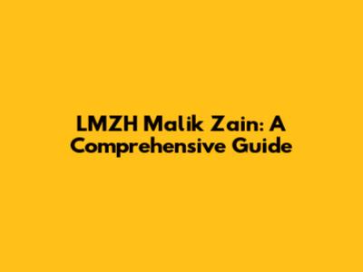 LMZH Malik Zain: A Comprehensive Guide
