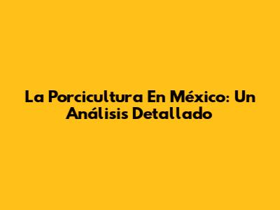 La Porcicultura En México: Un Análisis Detallado