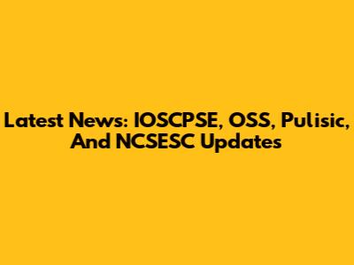 Latest News: IOSCPSE, OSS, Pulisic, And NCSESC Updates
