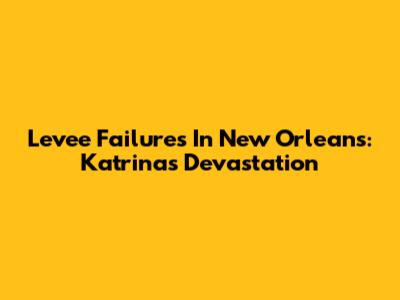 Levee Failures In New Orleans: Katrina's Devastation