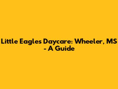 Little Eagles Daycare: Wheeler, MS - A Guide