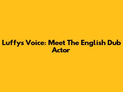 Luffy's Voice: Meet The English Dub Actor