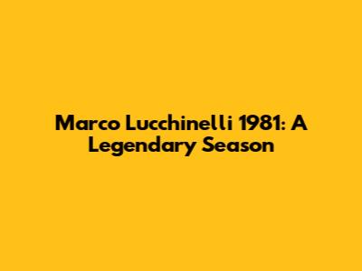 Marco Lucchinelli 1981: A Legendary Season