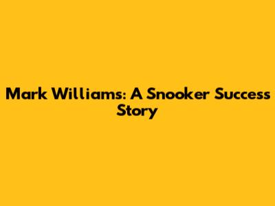 Mark Williams: A Snooker Success Story