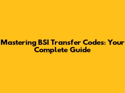 Mastering BSI Transfer Codes: Your Complete Guide