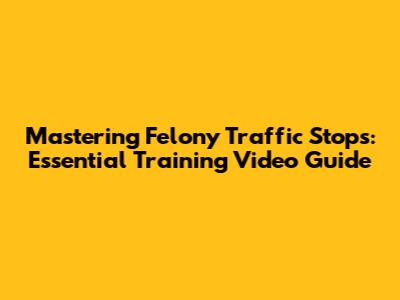 Mastering Felony Traffic Stops: Essential Training Video Guide