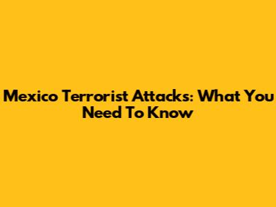 Mexico Terrorist Attacks: What You Need To Know