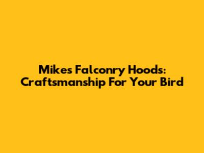 Mike's Falconry Hoods: Craftsmanship For Your Bird