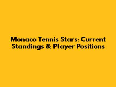Monaco Tennis Stars: Current Standings & Player Positions