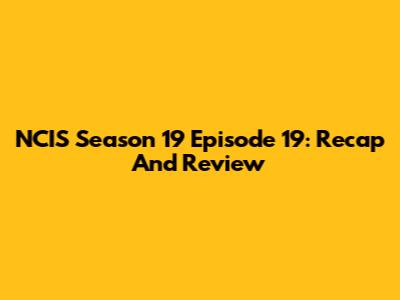 NCIS Season 19 Episode 19: Recap And Review