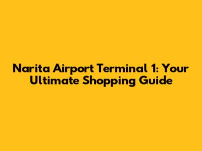 Narita Airport Terminal 1: Your Ultimate Shopping Guide