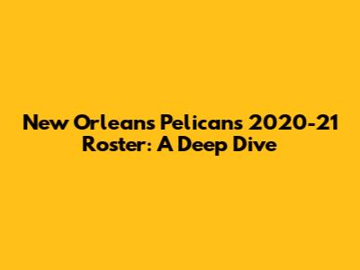 New Orleans Pelicans 2020-21 Roster: A Deep Dive