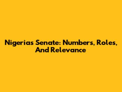 Nigeria's Senate: Numbers, Roles, And Relevance