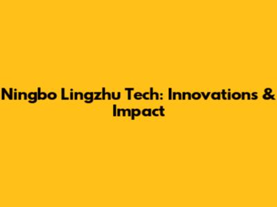 Ningbo Lingzhu Tech: Innovations & Impact