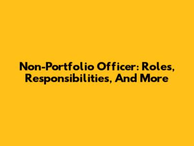 Non-Portfolio Officer: Roles, Responsibilities, And More