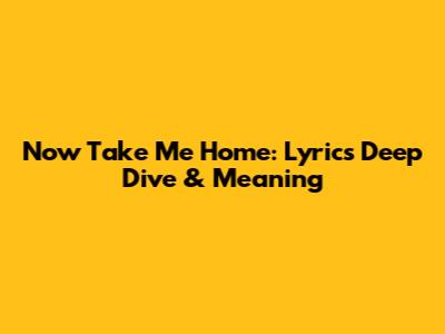 Now Take Me Home: Lyrics Deep Dive & Meaning