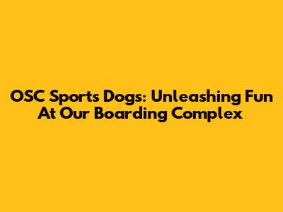OSC Sports Dogs: Unleashing Fun At Our Boarding Complex