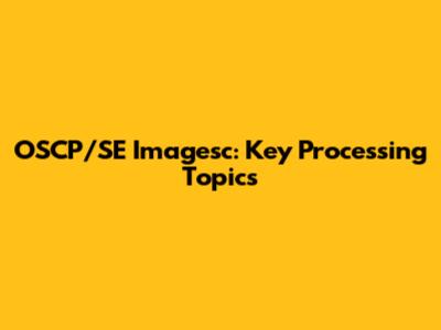 OSCP/SE Imagesc: Key Processing Topics