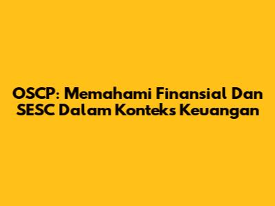 OSCP: Memahami Finansial Dan SESC Dalam Konteks Keuangan