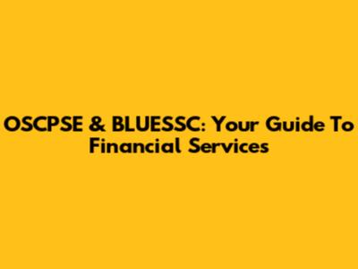 OSCPSE & BLUESSC: Your Guide To Financial Services