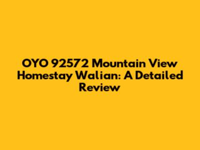 OYO 92572 Mountain View Homestay Walian: A Detailed Review