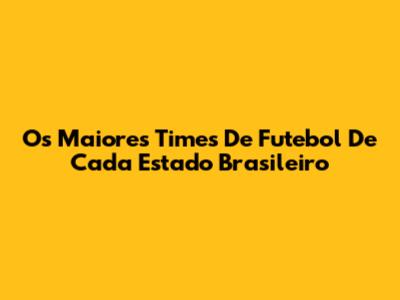 Os Maiores Times De Futebol De Cada Estado Brasileiro