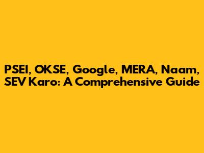 PSEI, OKSE, Google, MERA, Naam, SEV Karo: A Comprehensive Guide