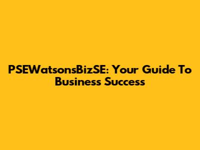PSEWatsonsBizSE: Your Guide To Business Success
