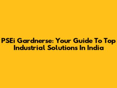 PSEi Gardnerse: Your Guide To Top Industrial Solutions In India