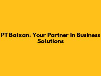 PT Baixan: Your Partner In Business Solutions