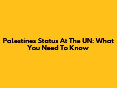 Palestine's Status At The UN: What You Need To Know